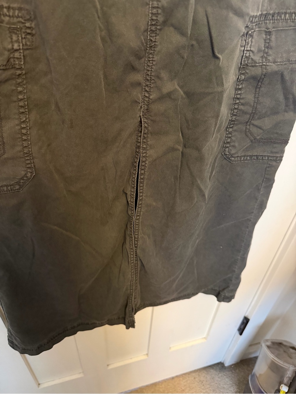 American Eagle Outfitters Gray Maxi Cargo Skirt Utility 8 drawstring Front slit - Picture 7 of 7